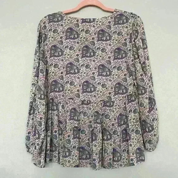 Lucky Brand NWTLavender Paisley Printed Tiered V Neck Peasant Top Blouse Sz S - Picture 8 of 8